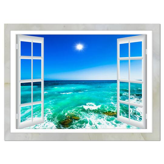 Designart - Open Window to Wavy Ocean
